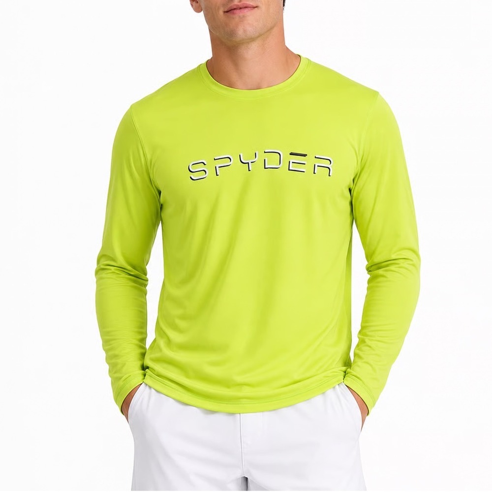 Spyder Mens Neon Lime Green Long Sleeve Rash Guard Swim Shirt Size M
